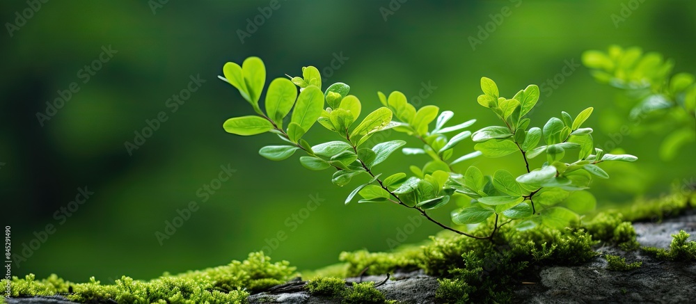 Poster a high quality photo of sorbaria sorbifolia a shrub with green leaves in a natural setting against a