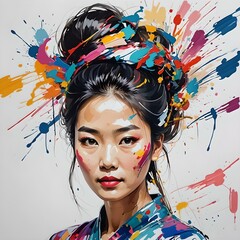 Colorful face of a woman
