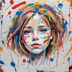 Colorful face of a child