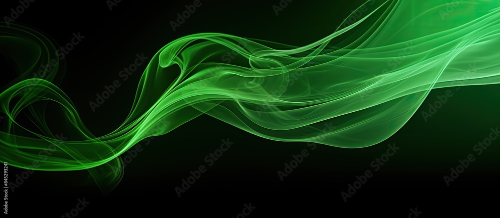 Leinwandbilder An artistic green smoke flow resembling a gas flow shape can be seen in the isolated black background creating a mesmerizing magical fume with a captivating color and scent The image contains empty c