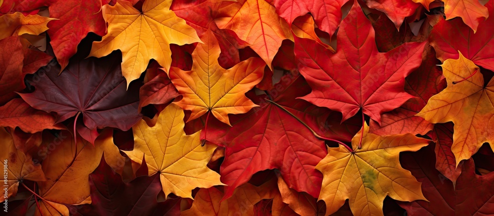 Aufkleber a vibrant array of red maple tree leaves create a stunning autumn display the fallen leaves serve as