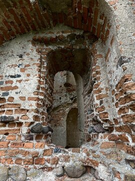 Old ruined and abandoned building of the White Kovel Castle, Smolyany village, Vitebsk region, Belarus