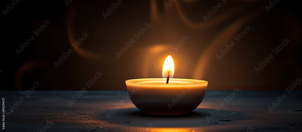 Poster a serene nocturnal image with flickering candlelight symbolizing religious devotion and providing a 