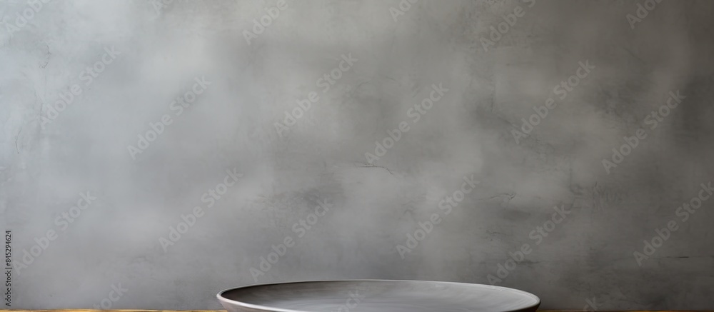 Poster A copy space image featuring an empty grey plate is seen in a perspective view against a cement background providing ample room for your design