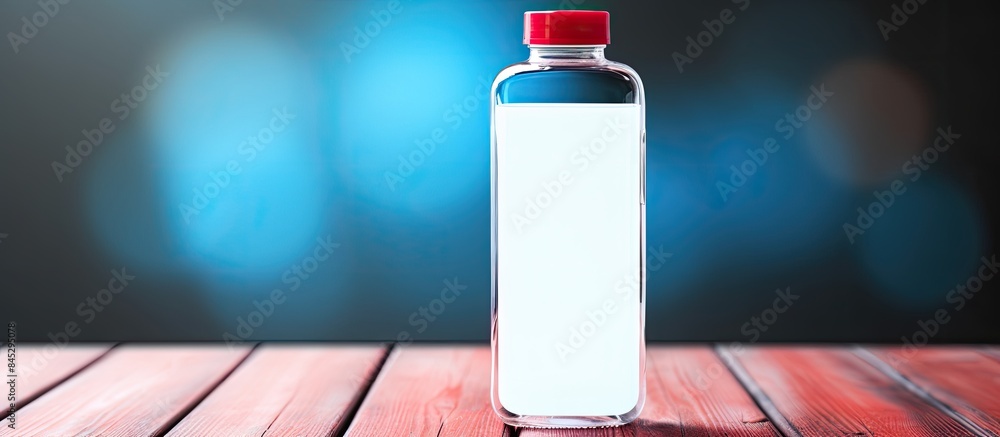 Poster a smartphone inspired bottle with a blank lcd screen featuring blue hand sanitizer and red and white