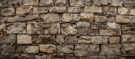 Fototapeta premium An old castle stone wall with its rough texture and earthy colors serves as the perfect background or texture for design purposes The copy space image offers a blank canvas for creative elements to b