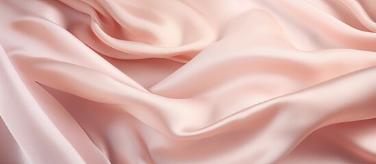 Soft crumpled pink silk fabric with a pastel beige color serving as a beautiful background for a wedding There is ample copy space in the image