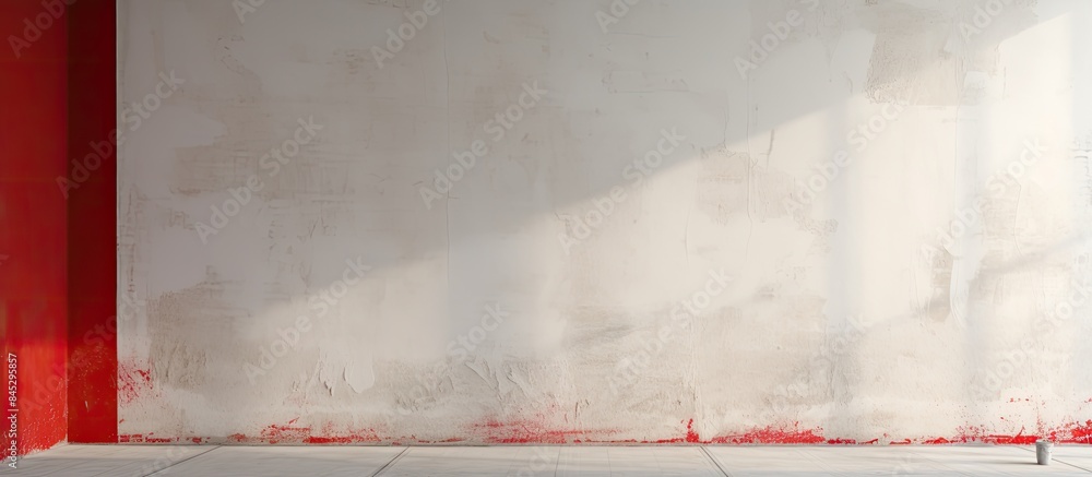 Poster the wall has a textured surface with half of it painted white and the other half painted red the apa