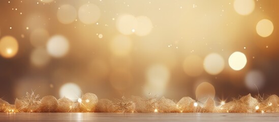 A festive holiday backdrop featuring blurred Christmas lights and a stunning bokeh effect with...