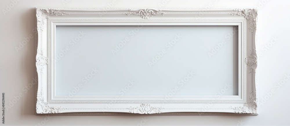 Aufkleber a mockup picture frame made of white wooden material arranged in a horizontal orientation with decor