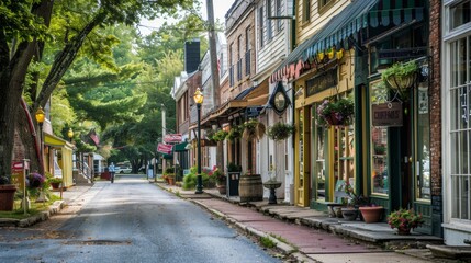 Fototapeta premium Lined Street in Small Town USA