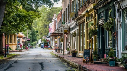 Obraz premium Lined Street in Small Town USA