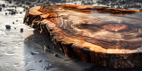 a large piece of natural wooden  tree on the white background.