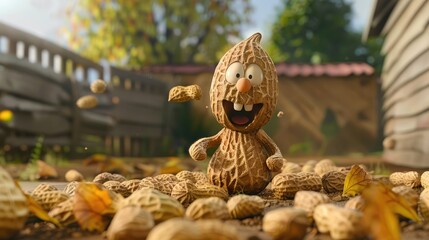 The peanut mascot character with a fever has an adorable design