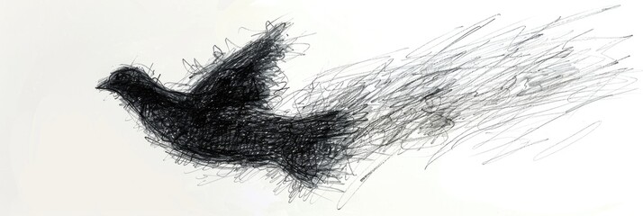 Fototapeta premium Artistic Sketch of a Bird in Monochrome with Textured Lines