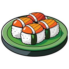 Delicious Japanese Food  A Variety of Sushi and Sashimi Mixed Japanese Food Plate