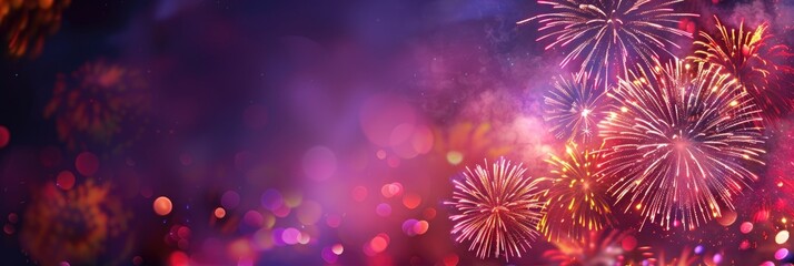 Fototapeta premium Colorful Festive Fireworks in Night Sky