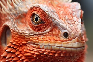 Beautiful baby red iguana closeup head on wood animal closeup