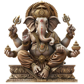 seated ganesha statue, ornate, detailed, beige clip art preview