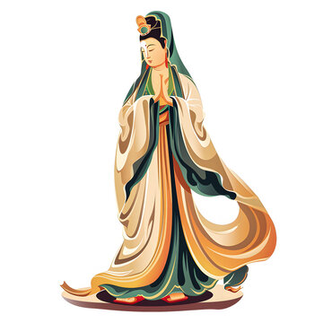 recommend clip art: Clipart illustration of guan yin on a white background. Suitable for crafting and digital design projects.[A-0002]