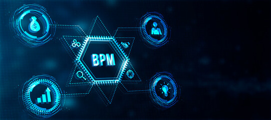 Internet, business, Technology and network concept. BPM Business process management system technology concept. 3d illustration