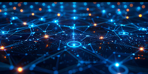 Obraz premium High-Tech Cyber Infrastructure Illuminating the Complex Web of Digital Connectivity and Data Flow