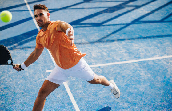 Lob shot action in a padel game