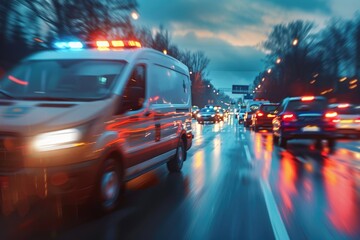 Obraz premium Emergency Response Vehicle Speeding on Highway