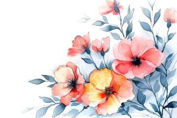 Obraz premium Soft watercolor blooms creating an elegant corner arrangement