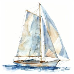watercolor of a sailboat clipart isolated on white background. concept for important components of the design