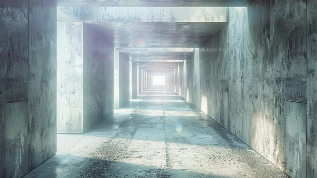 Abstract Architecture. 3d rendering of dark abstract architecture with empty concrete floor. 3d rendering. 4K Videos