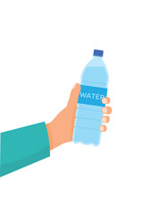 Hand holding bottle of fresh water