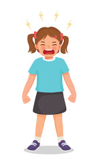 Spoiled little girl throwing tantrum crying screaming with angry expression