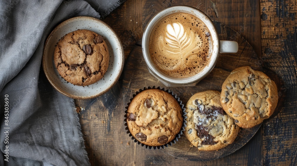 Canvas Prints Coffee paired with cookies and muffins