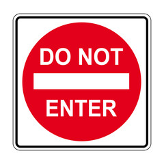 Road sign prohibited entry. A section of road on which vehicles are prohibited from entering. Preventing movement in prohibited directions. Warning road sign.