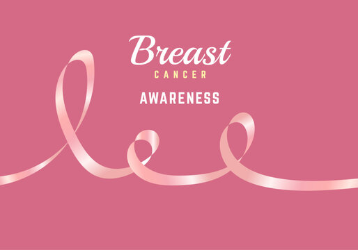 pink ribbon on pink background. banner concepts design and A banner concept for breast canner day in vector illustration. Heart ribbon with text-Breast cancer