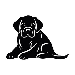 A silhouette Labrador retriever puppy sitting 