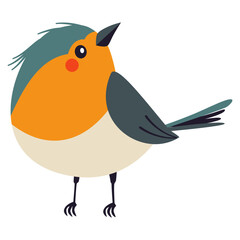 A cute little bird. Flat vector illustration on white background . Vector illustration