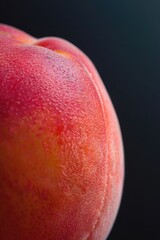 Fresh Dew-Kissed Peach Close-up on Dark Background