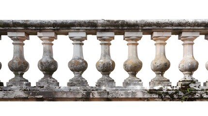A stone railing set against a white background