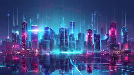 Neon Metropolis: A Cyberpunk Cityscape Reflection for Futuristic Designs
