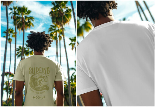 Mockup Men's T-shirt Back Summer AI Generated
