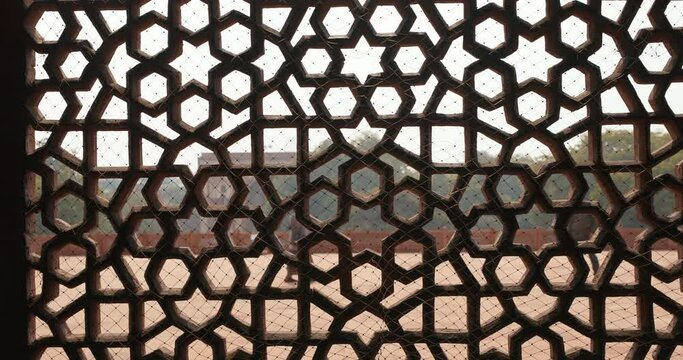New Delhi, Delhi, India. View from inside of Humayuns tomb. Famous place is Tomb of Mughal emperor, Mirza Nasir al-Din Muhammad commonly known as Humayun situated in Delhi, India. UNESCO World
