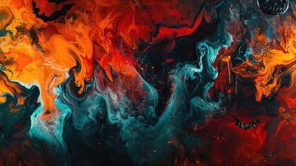 Artistic and abstract oil color background in a Halloween theme