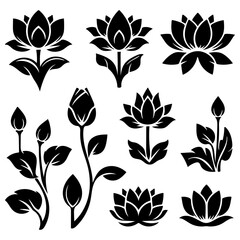 Lotus Silhouette, Ideal for Nature and Tranquility Themes - Flat Vector Illustration