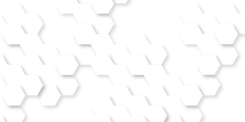 Obraz premium Background with hexagon technology texture. Abstract hexagonal mesh cell Surface polygon pattern with glowing hexagon paper texture and futuristic business. Abstract honeycomb mosaic white background.