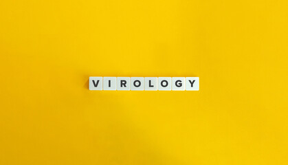 Virology Word and Banner. Text on Block Letter Tiles on Flat Background. Minimalist Aesthetics.