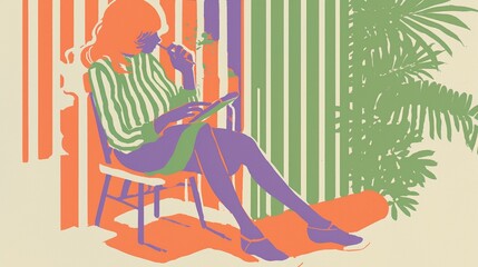 Simple style hand drawing illustration of an artist