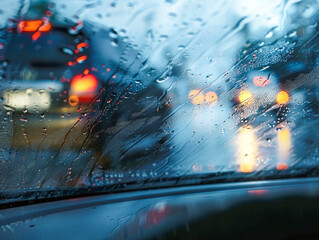 雨の日の車のフロントガラス