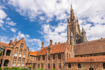Fototapeta premium Bell tower of Church of Our Lady located at Bruges in Belgium